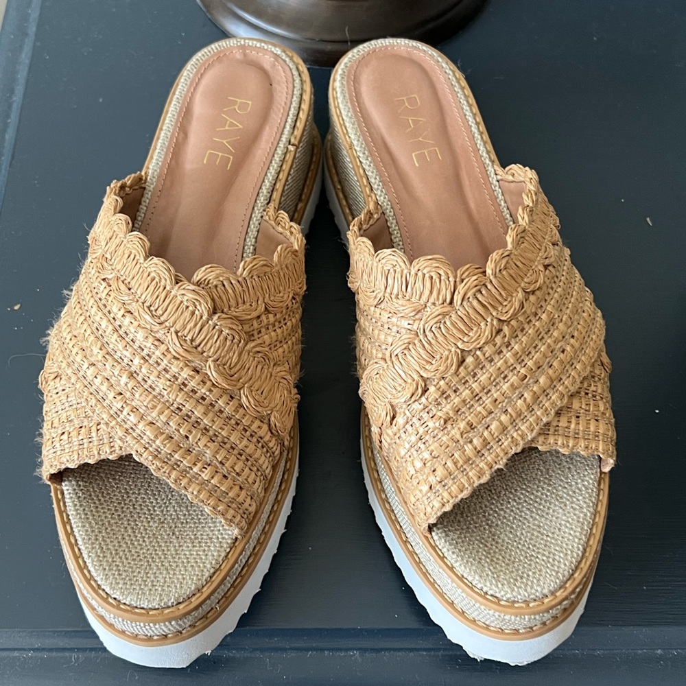 Raye Platform Slides Wedge Sandals In Natural Res… - image 3